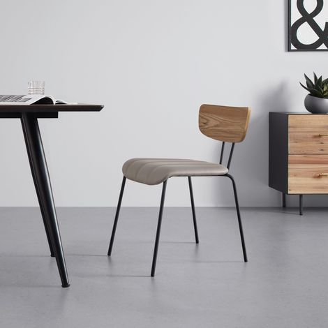 Mömax Stuhl Cera Taupe Lederlook Gepolstert (1/5)