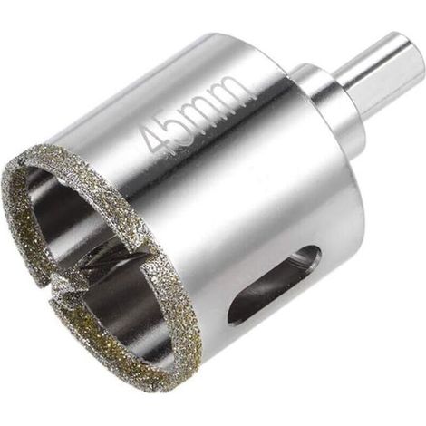 Foret de scie cloche diamant 45mm Avec mèche pilote centrale Pour verre, céramique et carrelage Finition lisse sans éclats (1/5)