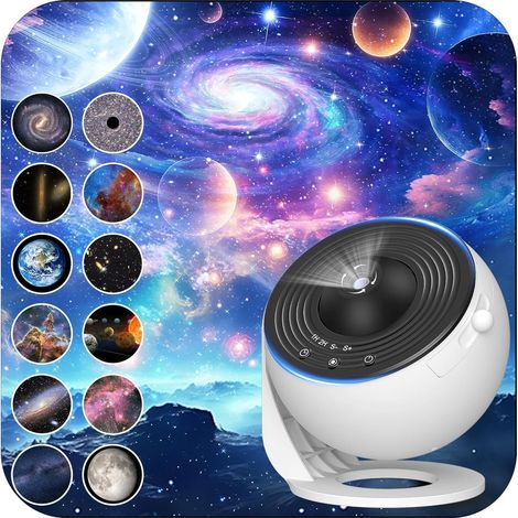 Projecteur Galaxie pour Chambre - Projecteur Ciel Étoilé HD avec Rotation à 360°, 13 Images et Minuterie Automatique (1/5)