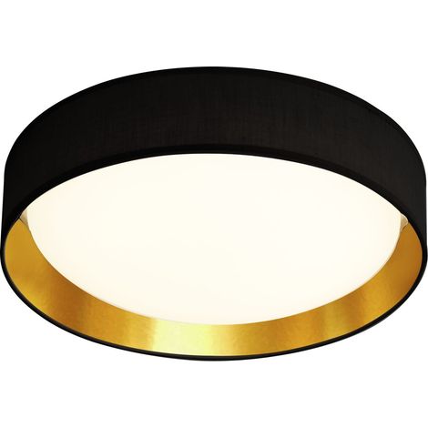 Plafonnier luminaire abat-jour doré noir bureau chambre salon éclairage (1/3)