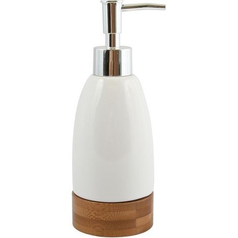 Distributeur de savon Céramique & Bambou TALLINN Blanc MSV (1/3)