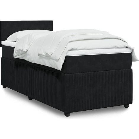 Boxspringbett mit Matratze Schwarz 80x200 cm Samt