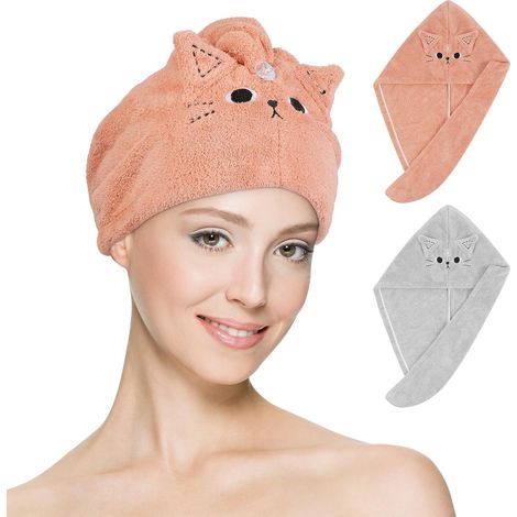 Serviette Cheveux, Serviettes de Séchage en Microfibre Super Absorbantes avec Boutons pour Cheveux Secs pour Femmes Filles (1/5)