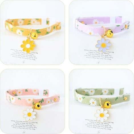 4 Collier pour Chaton avec Cloche,Réglable 18-30cm,Collier de Chat Anti Étranglement,Style Fleur Mignon,Collier Décoratif pour Chat