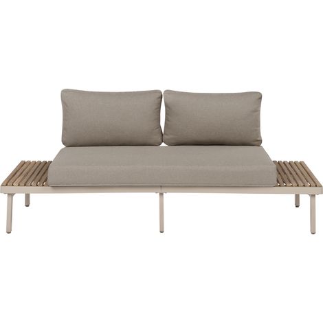 Sofá de exterior moderno 2 plazas jardín de madera de acacia cojines beige Fivizzano (1/5)