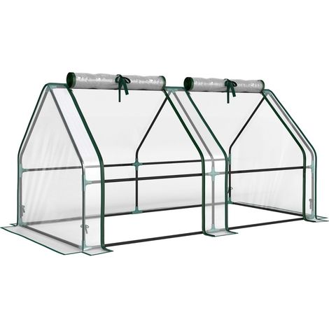Serra da giardino in film trasparente con porte a zip, struttura in acciaio 180 x 90 x 90 cm (1/4)