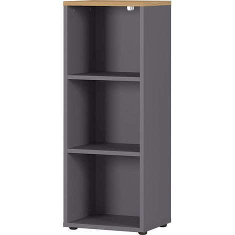 Etagère de bureau contemporaine H 120 cm chêne/graphite Louisiane (1/5)