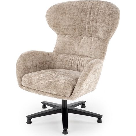 Fauteuil pivotant tissu beige, dossier haut confort Covy (1/5)