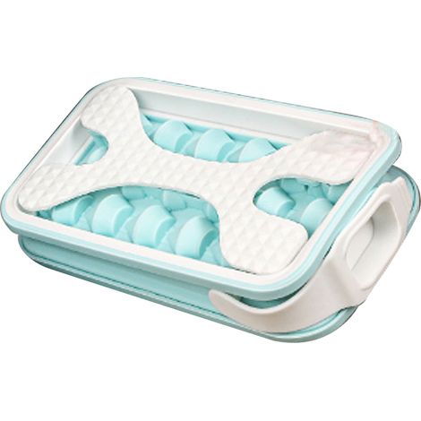 Moule à glaçons portable en silicone avec couvercle bleu ciel pour usage alimentaire (1/5)
