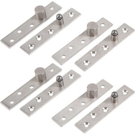 4 pcs 360 Degree Rotating Door Hinges, 95mm Thickened Stainless Steel Concealed Pivot Hinge, Heavy Duty Pivot Hinge for Furniture Shoes, Wood Cabinet, Eccentric Pivot (1/5)