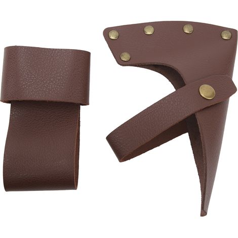 Étui pour hache en cuir PU léger, protecteur portable pour tête et manche, essentiel pour camping et travaux extérieurs, marron. (1/5)