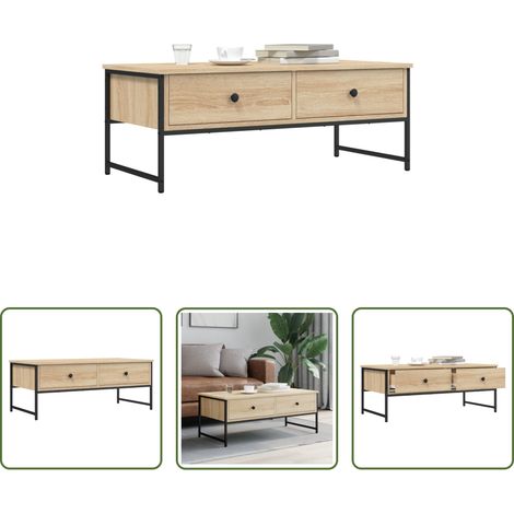 Table basse chêne sonoma -  Table basse chêne sonoma 101x49x39,5 cm bois d'ingénierie (1/5)
