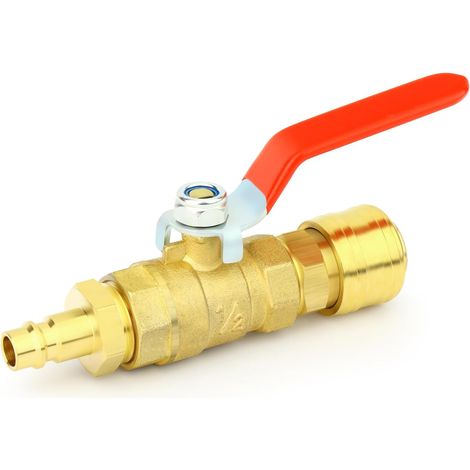 1 Kit Adaptateur Vanne Laiton 1/2" BSP, Raccords Rapides Air Eau, Pour Camping-Car Irrigation (1/5)
