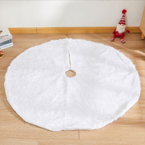 Jupe d'arbre de Noël en fausse fourrure 120 cm Jupe en peluche blanche pour la décoration de l'arbre de Noël de la fête de Joyeux Noël (1/5)