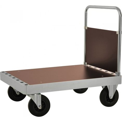 Kongamek Plattformwagen verzinkt 960mm hoch mit Schiebebügel und Ladefläche 940x700mm aus MDF ohne Bremse