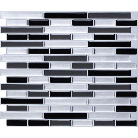 EASYCOMFORT Papier Peint Carrelage Autocollant Argent brossé 28 x 24 cm Style Mosaïque Sticker Mural Film Décoratif Imperméable pour Carreaux de Mur de Salle de Bains et de Cuisine (1/4)