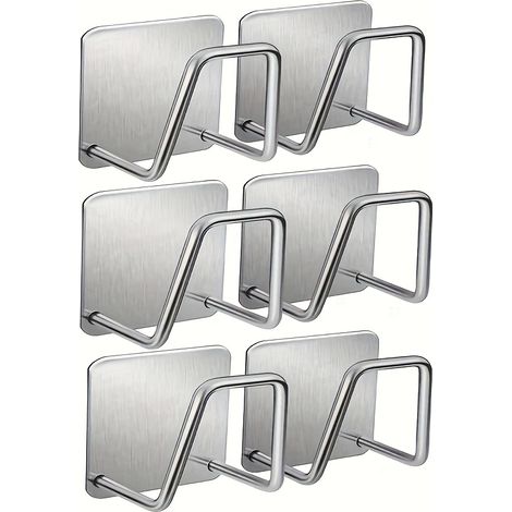 Lot de 6 porte-éponges en acier inoxydable pour évier, sans perçage, avec égouttoir auto-adhésif et crochets muraux.-AquaForge (1/5)