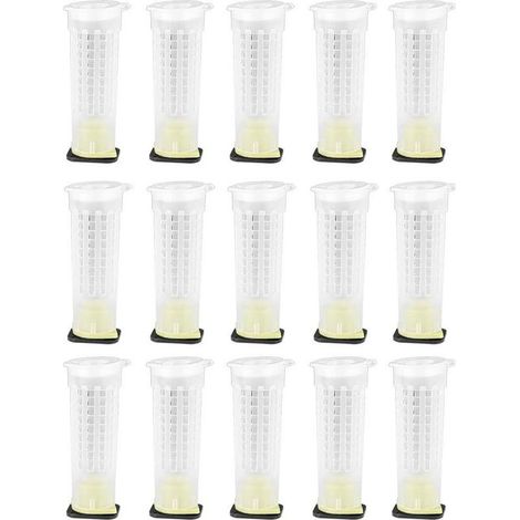 15 Pcs Bee Queen Cages D'élevage Multifonctionnel Anti-Morsure Protecteur Équipement D'apiculture en Plastique Outils D'insectes (3x1.2x1.2in) (1/5)
