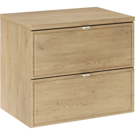 Meuble Salle de Bain 60cm à 2 tiroirs avec Plateau - L 60 x P 46 x H 52,2 cm - Caldera Clair - Livraison gratuite