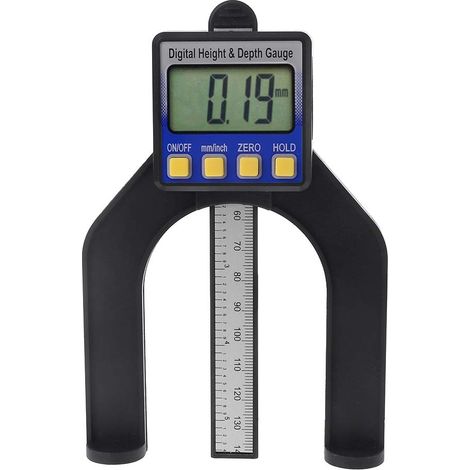 Medidor digital de altura y profundidad para mesa de fresadora manual con patas magnéticas autoportantes.