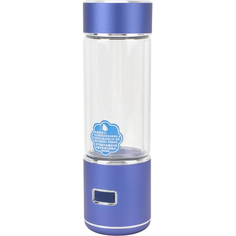 Bouteille d'eau hydrogénée 1600 pdd, haute concentration, 300 ml, fond antidérapant, verre bleu, idéal comme cadeau. (1/5)