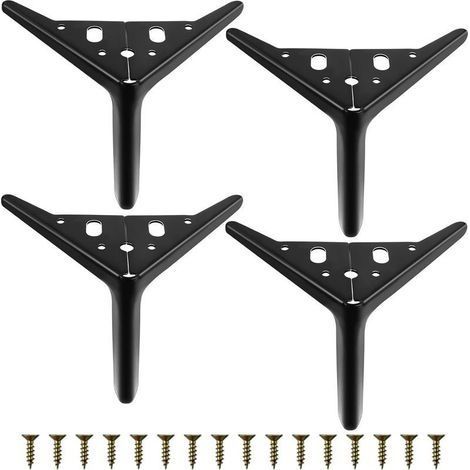Lot de 4 pieds de meubles de 15 cm noirs, pieds de canapé en métal, pieds de table DIY en métal avec vis, pieds de meubles modernes, utilisés pour tables basses, armoires TV, lit. (1/5)