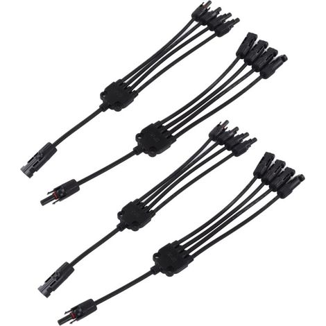 Cable solar con conector macho y hembra, PPO 1000 VCC, rama fotovoltaica para panel solar, impermeable, enchufable, cable paralelo para reemplazo (PV-LTY4) A (1/4)