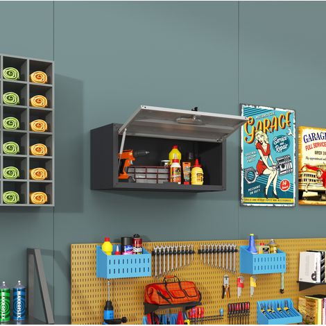 Armario de pared metálico con cerradura, 75 x 34,5 x 30 cm, negro y gris HAVRYA (1/5)
