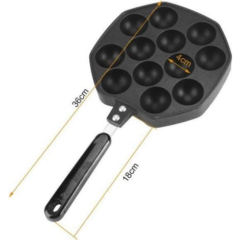 Moule de cuisson au four anti-adhérent en aluminium,12 boules / moulin à crêpes plaque de poêle Takoyaki en aluminium-MAD (1/4)