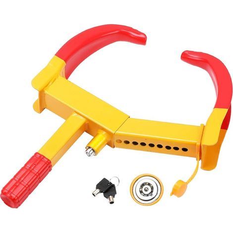 Parkschranke, Diebstahlsicherung für Fahrzeuge, Radkralle, Reifenklemme, Kfz-Diebstahlsicherung, Radsicherung, universell, verstellbar, für Anhänger und Wohnwagen, PVC-Schutz, mit 2 Schlüsseln (1/5)