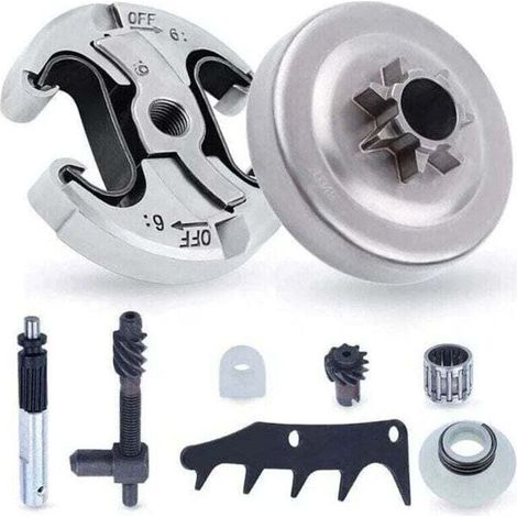 Pignon et Embrayage pour Husqvarna 345 445 340 450, XU, Pignon de Chaîne.325\'\' Pas 6 Dents + Tambour d\'embrayage + Roulement Pièces de Rechange Tronçonneuse Accessoire Kit 8 en 1 - (1/4)
