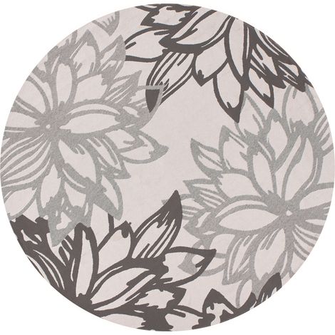 Alfombra moderna para interior y exterior redonda con patrón floral 160 cm gris Solapur