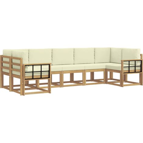 Set di divani da esterno con cuscino 7 pcs Bianco e Crema vidaXL