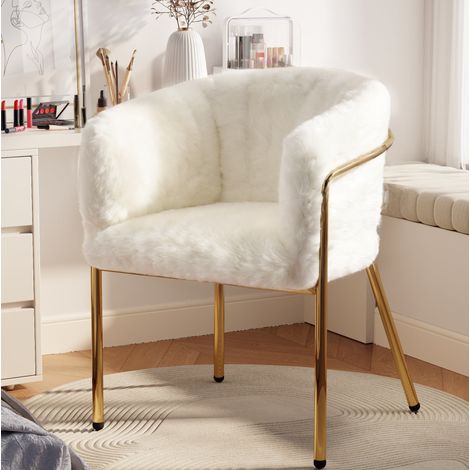 Stuhl Sessel Freizeit Wohnzimmer Metallbeine Weiß OKMYHOME (1/5)