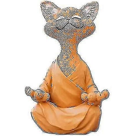 Figurine de chat heureux pratiquant la méditation et le yoga, sculpture de chat zen en posture relaxante pour la décoration intérieure et extérieure, convient à divers thèmes de décoration pour chats. (1/5)
