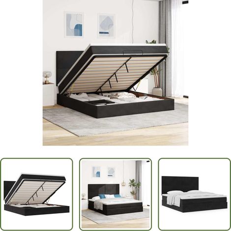 Matratze - Ottoman-Bett mit Matratzen Schwarz 160x200 cm Samt (1/5)
