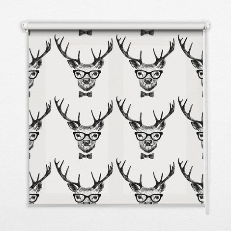 Tenda a Rullo Interna per Finestra - Tenda Filtrante Luce - Tenda Privacy - Tenda Decorativa Rettangolare - Rullo per Interni - (90 cm x 180 cm) - Renna con gli occhiali