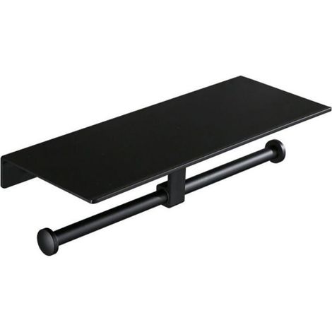 Porte Rouleau De Papier Toilette - Aluminium Massif - Double Support Rouleau Et Etagère Pour Smartphone - Fixation Murale Sans Perçage - 1 Pièce (1/5)