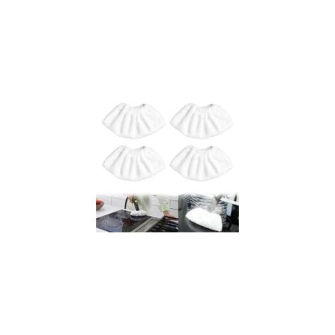 Nettoyage à la vapeur en microfibre pour la buse manuelle, ensemble de chiffons éponge, housse en coton éponge, compatible avec la plupart des Nettoyeur à vapeur (Blanc)