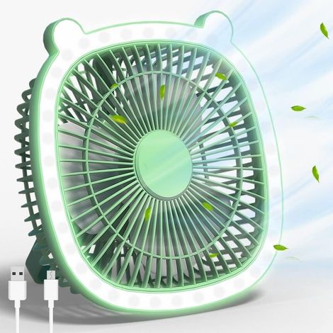 Grüner USB-Tischventilator, verstellbar und tragbar, ideal für Zuhause, Schlafzimmer, Büro, Auto oder Camping. (1/5)