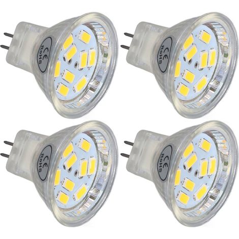 Lot de 4 ampoules LED MR11 3W 300lm à 9 LED, culot à double broche, pour projecteur, éclairage paysager, lumière blanche chaude (1/5)