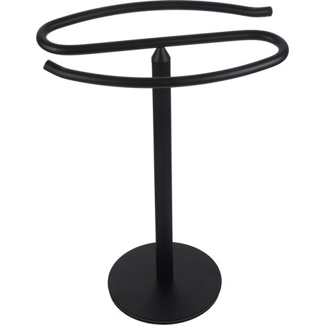 Porte-serviettes sur pied en acier inoxydable noir mat, support vertical pour serviettes et bijoux, (1/5)