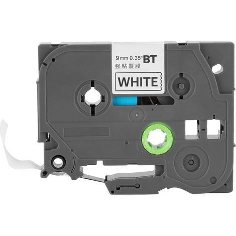 Bande adhésive laminée étiquettes TZe221 9mm noire sur blanc compatible PTouch BT-221 (1/5)