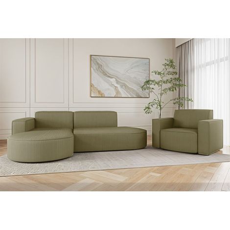 Sofa Set 2-teilig Sessel und Ecksofa PALMA XS Stoff Scala Kiwi Ottomane Links (1/3)