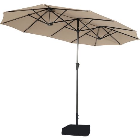 Sekey Sonnenschirm 400 x 220 cm Doppel Donnenschirm mit Ständer Doppelsonnenschirm Garten,Taupe (1/5)