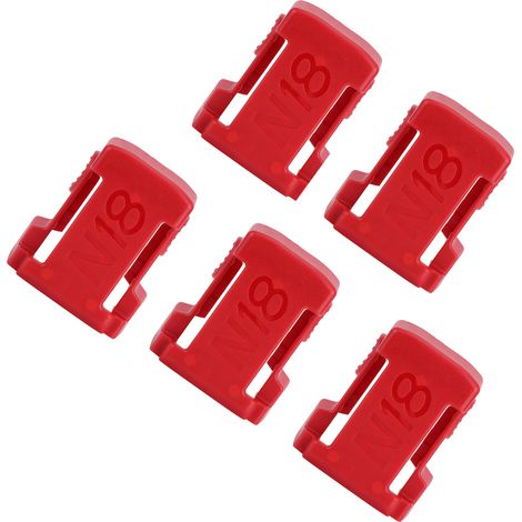 étagère rangement-Lot de 5 Porte-Batteries Milwaukee M18 Rouge avec Clip Sécurisé (1/4)