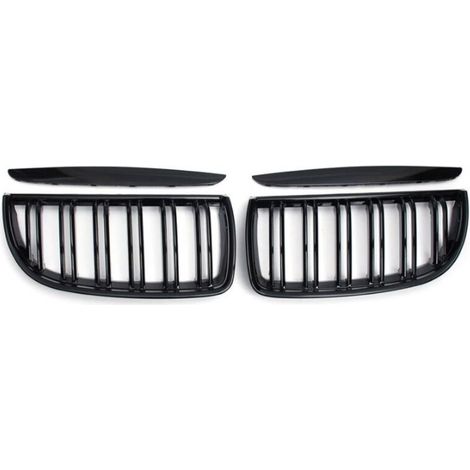 CSPARKV (noir brillant) Ensemble de 2 grilles de calandre sport à double lamelle pour BMW E90 2005-2008 (1/3)