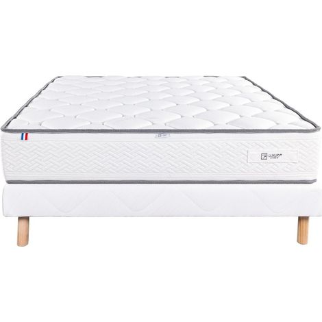 Ensemble Matelas Iris (20 cm),mousses haute densité, ferme, face été/hiver et Sommier (13cm), 160x200cm (1/5)