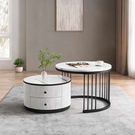 Table basse coloris blanc noir en MDF (1/5)