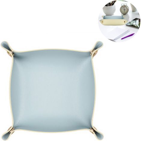 Plateau de rangement en cuir véritable pour homme, pouvant servir de plateau de rangement pour bijoux, clés, portefeuille, téléphone portable et autres petits objets, ou encore de plateau de table de (1/5)